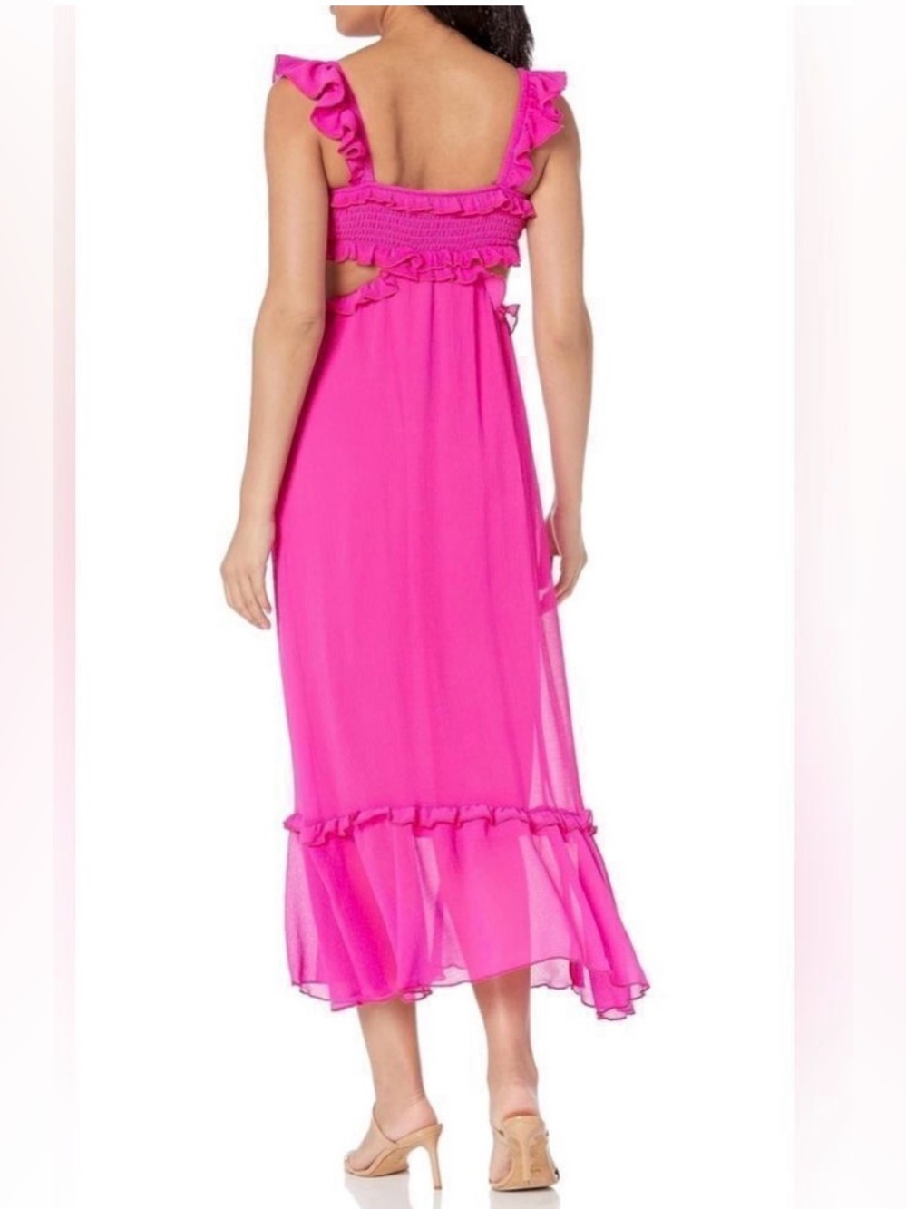 SHOW ME YOUR MUMU LANE MIDI DRESS IN PINK CHIFFON XS - Picture 3 of 6